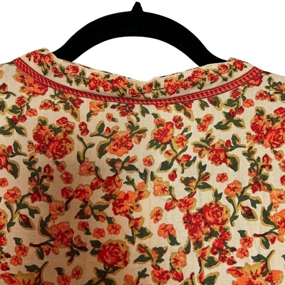 Woman Within Boho Floral & Leaf Print Lightweight Button Down Tunic Top NWT - Picture 11 of 16